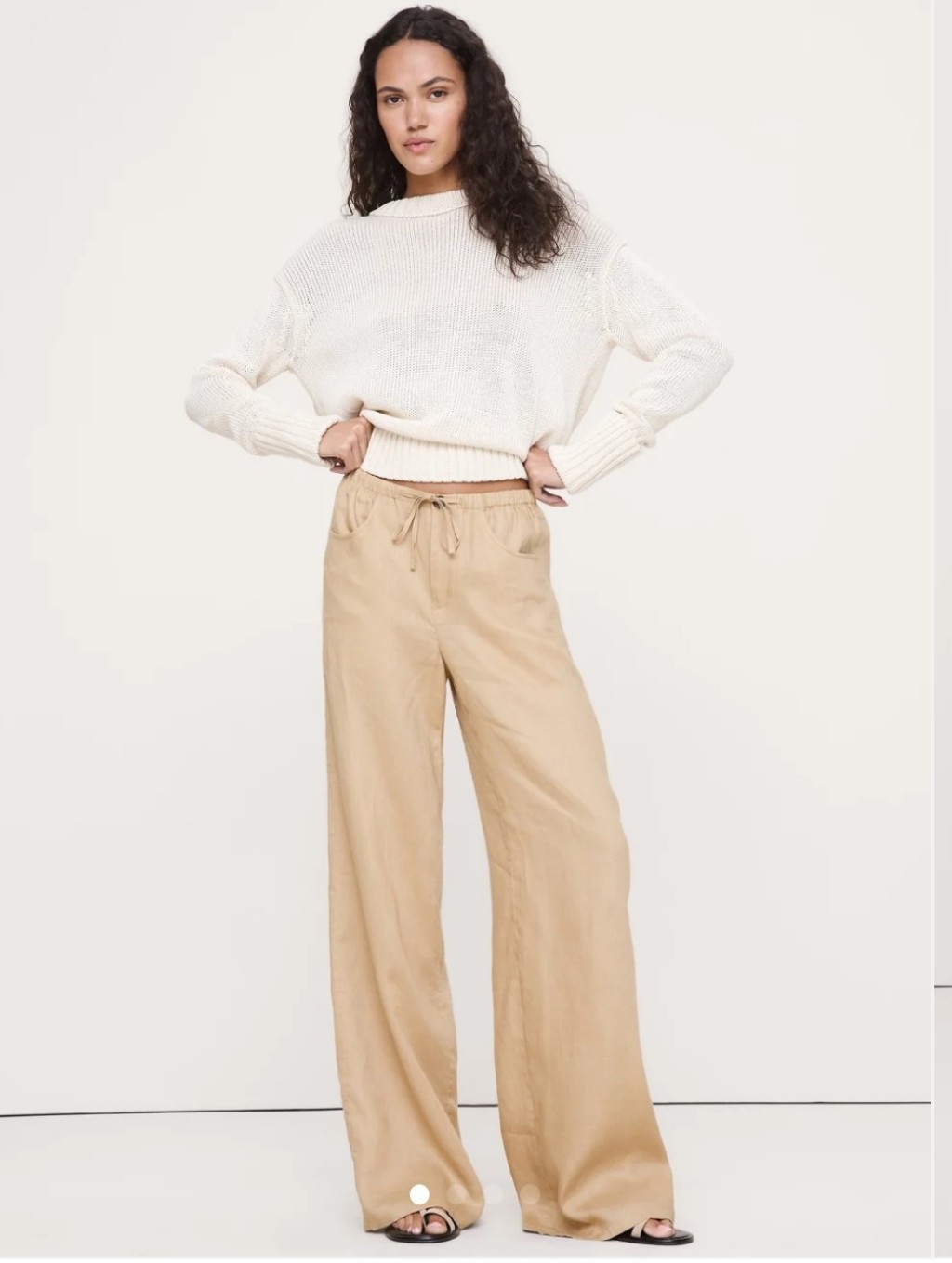 Banana Republic Wide Leg Drawstring Linen Pants